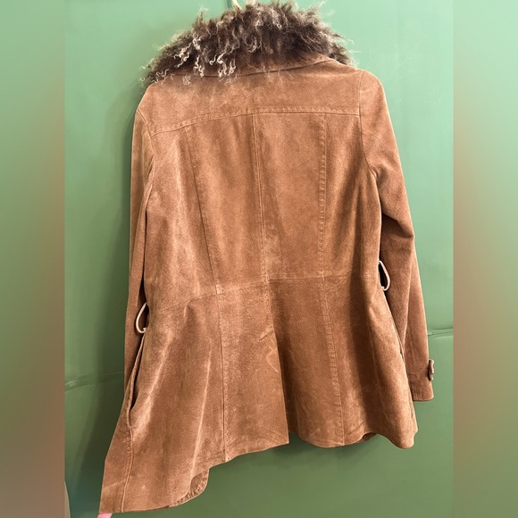 ☃️ ModODoc Suede Coat with feather fur collar size Small - Picture 6 of 10